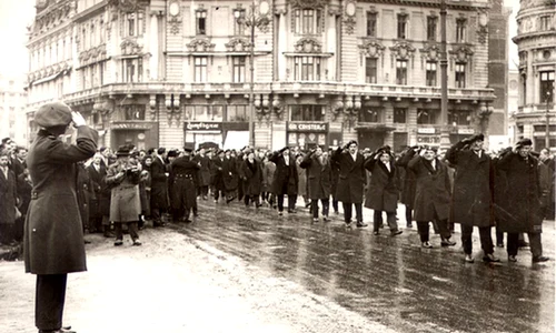 Regele Carol al II-lea la o defilare în Piața Palatului, în 1930. Fotografie de Iosif Berman (© Wikimedia Commons)